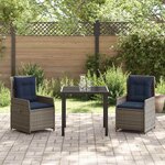 vidaXL Ensemble de salle à manger pour jardin 3 Pièces Gris Poly rotin