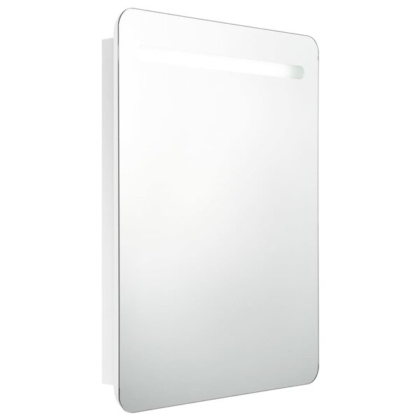 vidaXL Armoire de salle de bain à miroir LED Blanc brillant 60x11x80cm