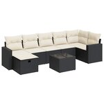 vidaXL Salon de jardin 8 Pièces avec coussins noir résine tressée