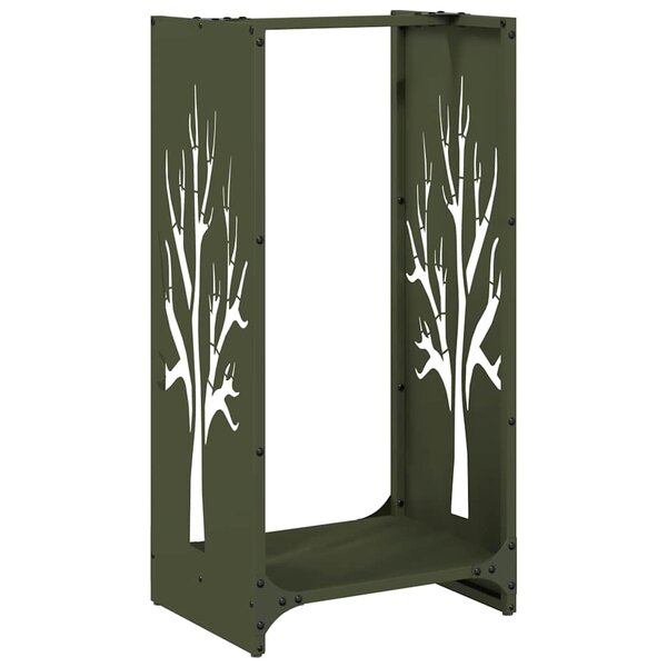 vidaXL Portant de bois chauffage vert olive 40x30x80 cm