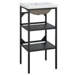 vidaXL Cadre de lavabo de salle de bain vasque à encastrer Noir Fer