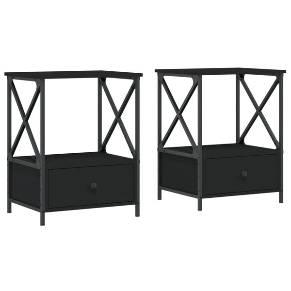 vidaXL Tables de chevet 2 Pièces noir 50x41x65 cm bois d’ingénierie