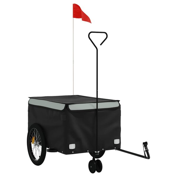 vidaXL Remorque de vélo noir et gris 45 kg fer
