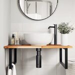 vidaXL Étagère de vasque murale acier et bois massif d'acacia