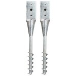 vidaXL Piquets au sol 2 Pièces Argenté 10x10x57 cm Acier galvanisé