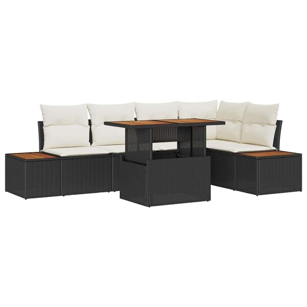 vidaXL Ensemble de salle à manger pour jardin 6 Pièces Noir et Beige