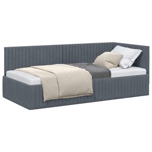vidaXL Cadre de lit d'angle Gris foncé 90 x 200 cm Velours