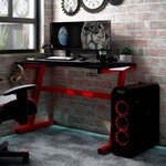 vidaXL Bureau de jeu à LED en forme de Z noir 110x60x75 cm
