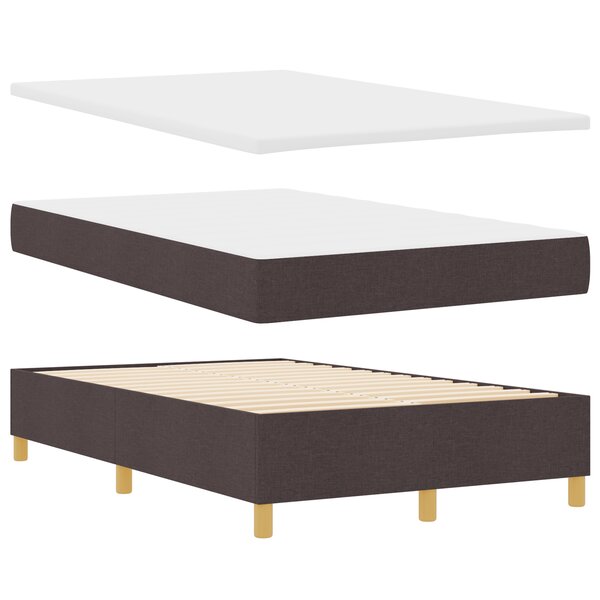 vidaXL Lit à ressorts avec matelas et banc Marron foncé 120 x 190 cm Tissu