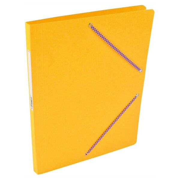 Chemise Carte Lustée simple 24 x 32 cm avec élastiques et étiquette de dos Jaune COUTAL