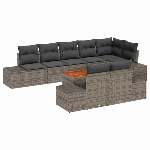 vidaXL Ensemble de canapé de jardin avec stockage 9 Pièces Gris