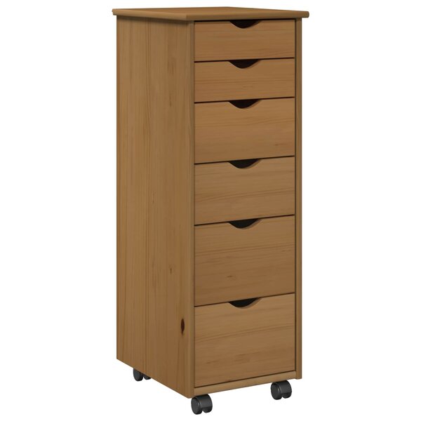 vidaXL Cabinet roulant 34 x 39 x 93 5 cm Bois de Pin Massif