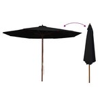 vidaXL Parasol d'extérieur avec mât en bois 350 cm Noir