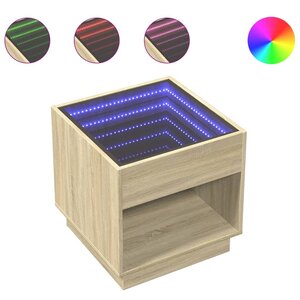 vidaXL Table basse avec LED infini chêne sonoma 50x50x50 cm