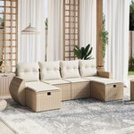 vidaXL Salon de jardin avec coussins 6 Pièces beige résine tressée