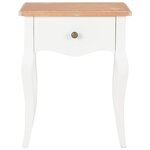 vidaXL Table de chevet Blanc et marron 40x30x50 cm Bois de pin massif