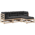 vidaXL Salon de jardin 4 Pièces avec coussins bois de pin massif