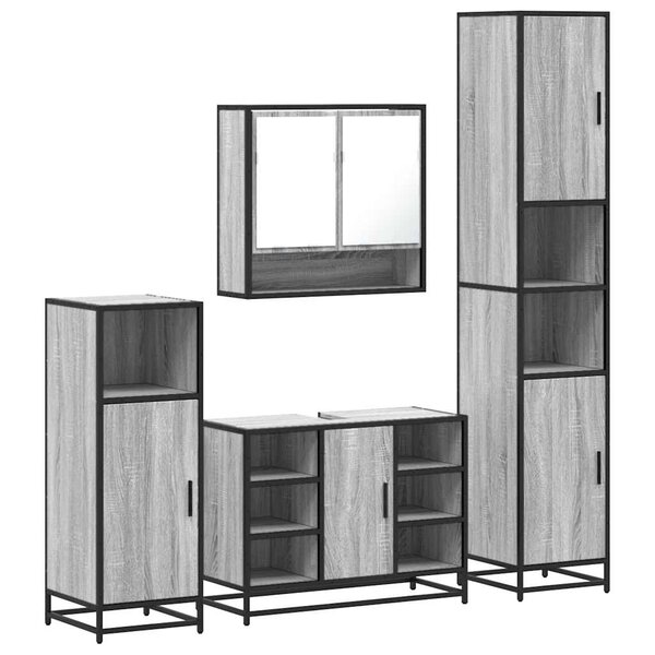 vidaXL Ensemble de meubles de salle de bain 4 Pièces sonoma gris