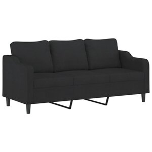 vidaXL Canapé à 3 places Noir 180 cm Tissu