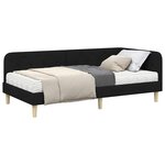 vidaXL Cadre de lit d'angle avec matelas Noir 100 x 200 cm tissu