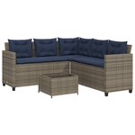vidaXL Canapé de jardin avec table et coussins en forme de L gris