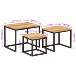 vidaXL Tables basses gigognes 3 Pièces bois massif de manguier et fer