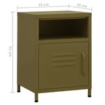 vidaXL Table de chevet Vert olive 35x35x51 cm Acier