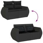 vidaXL Salon de jardin 8 Pièces avec coussins noir résine tressée