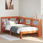 vidaXL Lit bibliothèque sans matelas cire marron 90x190 cm pin massif