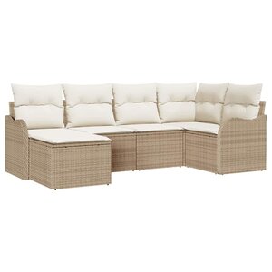 vidaXL Ensemble de canapé de jardin 6 Pièces Beige Poly rotin