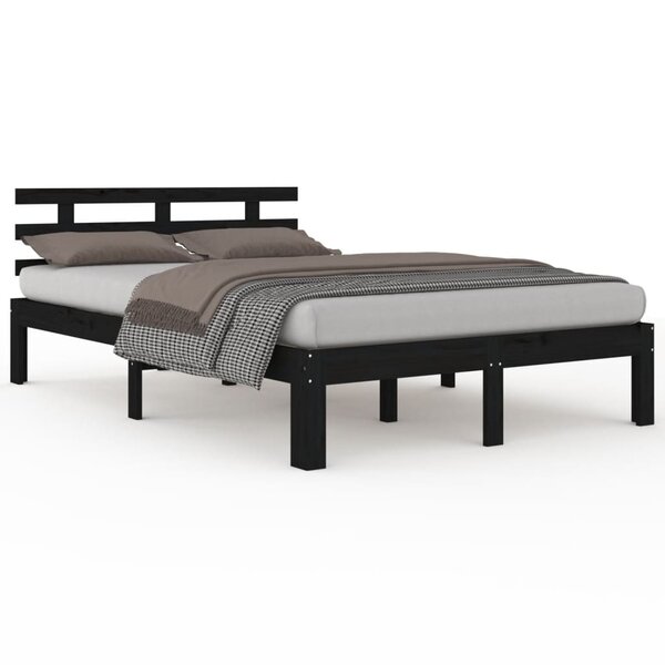 vidaXL Cadre de lit sans matelas noir bois massif 200x200 cm