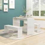 vidaXL Ensemble à manger 3 Pièces Blanc brillant Bois d'ingénierie