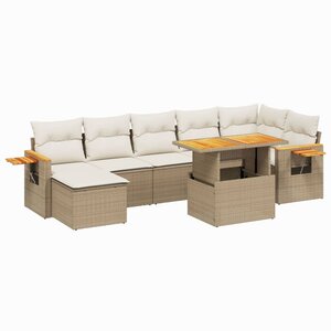 vidaXL Salon de jardin avec coussins 8 Pièces beige résine tressée