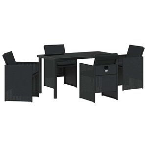 vidaXL Ensemble de salle à manger pour jardin 5 Pièces Noir polyrotin