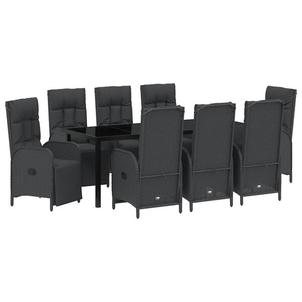 vidaXL Ensemble de salle à manger pour jardin 9 pc Noir polyrotin