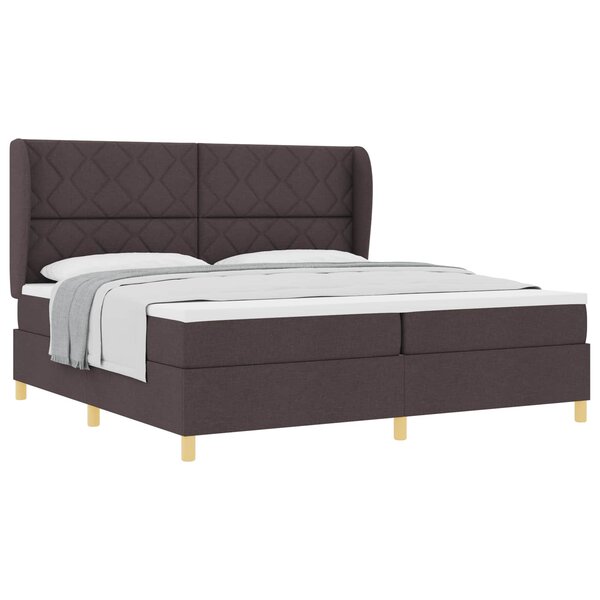 vidaXL Lit à ressorts avec matelas Marron foncé 200 x 200 cm tissu