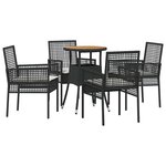 vidaXL Ensemble de salle à manger pour jardin 5 Pièces Noir Poly rotin