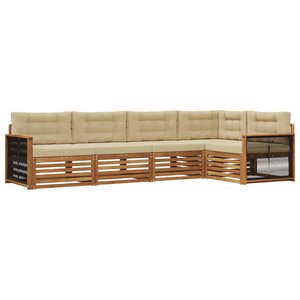 vidaXL Ensemble de canapés d'extérieur 5 pc Naturel et Beige