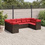 vidaXL Salon de jardin avec coussins 9 Pièces marron résine tressée