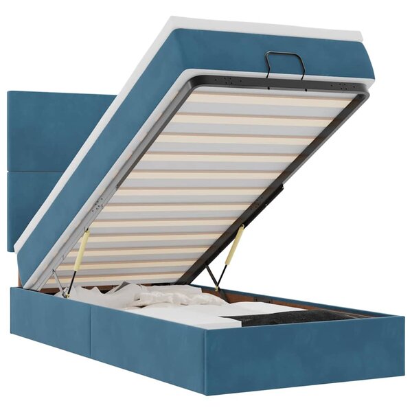 vidaXL Cadre de lit ottoman avec matelas bleu foncé 90x190 cm velours