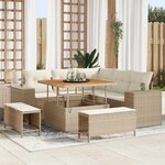 vidaXL Ensemble de canapé de jardin 8 Pièces Beige polyrotin