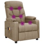 vidaXL Fauteuil électrique de massage Taupe Tissu
