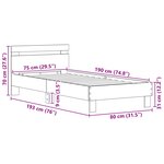 vidaXL Cadre de lit Bois ancien 75 x 190 cm Bois d'ingénierie