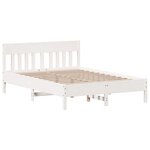 vidaXL Lit bibliothèque sans matelas blanc 140x200 cm bois pin massif