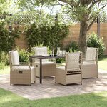 vidaXL Ensemble de salle à manger pour jardin 5 Pièces Beige polyrotin