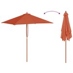 vidaXL Parasol d'extérieur avec mât en bois 150x200 cm Terre cuite