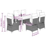 vidaXL Ensemble à manger de jardin et coussins 7 Pièces beige poly rotin