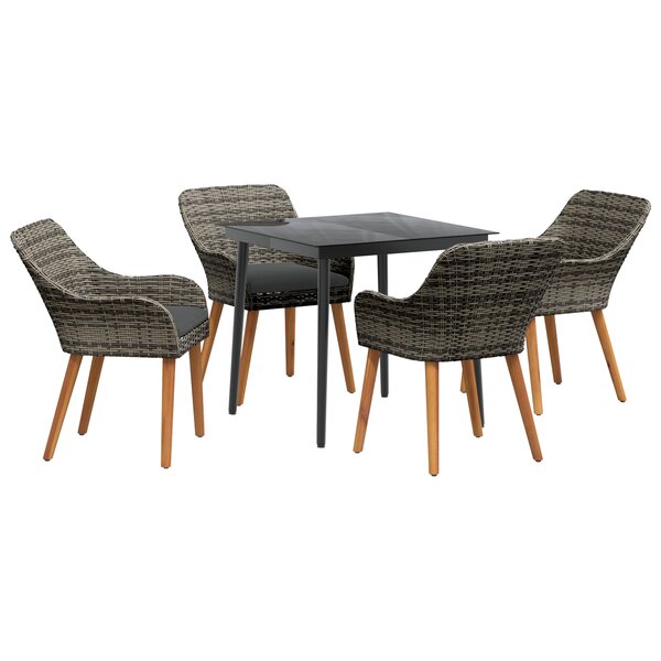 vidaXL Ensemble de salle à manger de jardin 5 pièces en Gris Poly Rattan