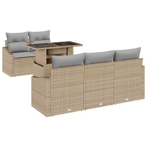 vidaXL Ensemble de canapé de jardin avec coussin 6 Pièces Beige polyrotin