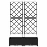 vidaXL Bac à fleurs avec Treillis Noir 80 x 40 x 125.5 cm PP